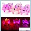 Party Favor Électrique Marche Chant Musical Light Up Cochon Jouet avec Laisse Enfants LED Flash Pet Garçons Filles Faveurs Sans Batterie Drop D Dhihe