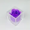 18st Acrylic Clear Candy Box med tvålblommor för bröllopsfest doftande rosblommor Viktiga bröllop Alla hjärtans dag gåvor