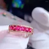 Кластерные кольца H731 Spinel Ring Fine Jewelry Real 18k Gold Au750 Natural Gemstones 1.35ct Diamonds Женский юбилей подарок