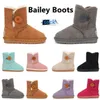 Bebês crianças mini arco criança botas australie meninas botas crianças designer clássico inverno neve bota bebê criança juventude tênis bailey austrália sapatos de castanha 21-35