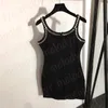 Kadınlar Seksi Sling Elbise Parlak Rhinestone Mektup Örme Etek Yaz Elastik İnce Siyah Elbiseler
