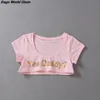 Camiseta feminina 1 PC Mulheres Sexy Crop Tops Camisetas cortadas de manga curta Summer Sim Daddy Letter Print Shert 230419