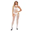 Lingerie sexy amarração erótica de fishnet bodysuit de malha de malha de roupa de sexo perspectiva de meias corporais abertas