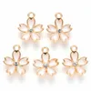 10st Pink Sakura Flower Charms Alloy Emamel Pendants Charms för smycken tillverkning örhängen halsband nyckelkedjor smycken tillbehör mode smyckencharms emalj