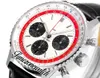 BLS Navitimer B01 ETA A7750 automatische chronograaf herenhorloge rode binnenkant witte wijzerplaat bruine lederen band AB01383B1G1P1 Super Edition Timezonewatch C148B