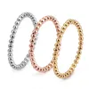 Band Rings Girls 2mm Width Small Wave Design Ring Rose Gold Silver Color Stainless Steel Beads Ring for Women