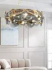 Pendant Lamps Simple Wrought Iron Glass Round Oval Chandelier Modern Light Luxury Living Room Lamp Bedroom Dining Warm