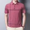 Men's T-Shirts Ymwmhu Fashion Slim Men Polo Shirt Black Short Sleeve Summer Thin Shirt Streetwear Striped Male Polo Shirt for Korean Clothing 230419