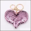 Party Favor Heart Sequin KeyChain Key Rings Favors Mothers Day Christmas Valentines Gift For Girls Women Drop Delivery Home Garden F DHNU1