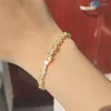 Armreif Mode Anmut Gold Farbe Armband Luxus Einfachheit Glänzend Zirkonia Kette Öffnung Für Frauen Hochzeit Schmuck