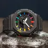 Sport Digital Quartz Unisex GA2100 Originele schok Watch Detachable Assembly LED World Time Waterproof Black Rainbow Oak Series met originele doos