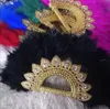 Other Event Party Supplies 1pcs Handmade African Turkey Feather Hand Fan Black Handfan for Dance Wedding Decoration Fan with Handmade Stones Customized Fan 231118