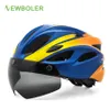 Cycling Helmets NEWBOLER Men Women Cycling Helmet With LED Rear Light Sports MTB Bicycle Helmet Road Bike Mountain Bike Helmet With Goggles 2022 P230419