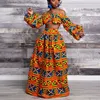 Abbigliamento etnico Abiti africani per le donne Autunno 2 pezzi Set Lady Manica lunga Spalle scoperte Festher Dashiki Stampa Gonne spaccate Vestiti africina 230419