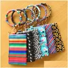 Party Favor Leopard Print Pu Tassels Armband Keychains Bag Rainbow Flower Cactus Printing Leather Wallet Keys Holder Women Smycken Dhiza