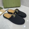 Projektant Slipper Men Canvas Calfskin MUL Zamknięte palce beżowe beżowe sandały Ebony Letni but z pudełkiem