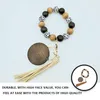 Strand Armband Fashion Keychain med Tassel Plate Wood Bead Keyring Portable Pendant Key Chain Decoration Gift Keys Type 1