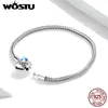 Chaîne WOSTU 925 argent Sterling coeur pierre de lune chaîne de base Bracelets charme lettrage gravure Forever Love main de femme CQB223231118