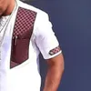 Ubranie etniczne Białe patchwork afrykańska koszula Mężczyźni marka African African African Ubrania Streetwear Casual African Men Tradycyjna strój 230419