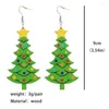 Dangle Earrings Colored Wood Santa Claus Christmas Tree 2023 Creative Wooden Snowman Gnome Drop Jewelry Wholesale