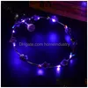 Dekoracja imprezy moda Rattan Flower Wrenik Opaska na głowę Luminous LED Hair Band okrągły wystrój korony