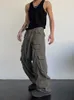 Pantaloni da uomo High street retrò casual grande tasca tuta da uomo e da donna estate a vita alta pantaloni larghi drappeggiati a tubo dritto larghi 230418