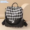 Werks Großhandel Damen Umhängetasche 3 Farben Leichte und weiche Mode Leder -Rucksack kleiner frischer Kontrast gedruckter Handtasche Trend Rhombische Schüler Rucksäcke