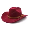 Inverno Autumn Men Woman Women Cowboy Chapéu para cavalheiro Lady Cowgirl Chaz de jazz largo Brim felt Fedora Hats Sombrero Hombre