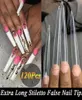 False Nails 120pcsset Long Stiletto French Acrylic Nail Fake Tips Art Half Cover Tips Salon Manicure Supply 3Colors6561976