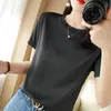 Women's TShirt Silk Short Sleeve Ladies ONeck Satin Tops Loose Pullovers Summer Base Shirt Thin Tank Top Inside 230419