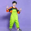 Stage Wear Kids Cool Ballroom Hip Hop Dancing Outfits Stripe Tshirt Jumpsuit For Girls Boys Overalls Jazz Dance Costumes