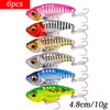 6pcs Metal Vib Blade Lure Fishing Lures Spinner Bait Sinking Vibration Artificial Sea Fishing Bass Diving Swivel Baits FishingFishing Lures High Quality Sports