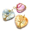 Naszyjniki wiszące Fyjs unikalne jasnożółte złoto kolorowy kolor love heart 3 styl agates drzewo życia biżuteria