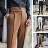 Men's Suits Slim-fitting Buttons Suit Trousers Men Pants Non-Iron Dressing