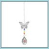 Garden Decorations Ab Color Crystal Sun Catcher Decoration Window Lawn Butterfly Dragonfly Hanging Prism Rainbow Maker Beaded Charms Dhfwq