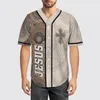 Camisas casuales para hombres Camiseta de béisbol Playa Verano Jesús 3D All Over Printed Men's Shirt Hip Hop Tops