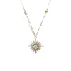 Модный однотонный снежный цветок в форме бриллианта, кулон из настоящего золота, ювелирное ожерелье, оптовая продажа