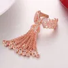 Luxury party beroemde merk Tassel -ringen voor vrouwen inlay kubieke zirconia verstelbare kroonring beroemde merk mode bague mode sieraden kubieke zirkonia kroon