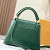 Struisvogel Patroon Totes Tas Vrouwen Capucines Handtas Portemonnee Koeienhuid Schouder Crossbody Tassen Echt Leer Verwijderbare Riem Mode Hardware Letters Portemonnee