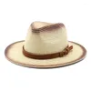 Berets Summer Women Paper Straw Panama Hats Wide Brim Beach Caps UPF UV Protect Jazz Sun Hat Men Foldable Fedoras Cap Chapeu