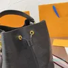 Borsa a secchiello da donna Borsa a tracolla in pelle di qualità con increspatura dell'acqua Borsa a spalla in pelle con fodera in tela