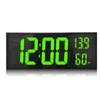 Wall Clocks 16Inch Digital Clock With Remote Control Temperature Humidity Night Mode Table 12/24H Electronic Wall-mount LED