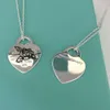 Tiffanylris ecklace T S Sterling Sier Love Brand Necklace Glossy Large Simple Temperament Rose Lighing Pattern Pendant