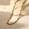 Colar de gargantilha para mulheres em aço inoxidável Luxúria Óleo de folha de oliva verde Jóias de moda não-falsa