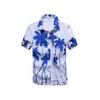 Camisas casuais masculinas Casa de algodão havaiano Roupas 3D Imprimir camisa elegante Flores deslumbrantes de grandes dimensões