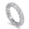 Bröllopsringar 2023 Eternity Diamond Ring Silver Color CZ Engagement Band för kvinnor Bridal Statement Party Jewelry