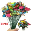 Objets décoratifs 24 pièces ensemble papillons jardin cour planteur coloré fantaisiste papillon piquets décoration extérieure décor pots de fleurs décoration 230418