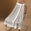 Skirts Summer Casual Fashion Long Midi High End Hepburn Style Black White Striped Waist Light Luxury Design Women 230418