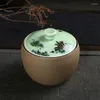 Storage Bottles Celadon Tea Pot Flower And Bird Seal Candy Nuts Coffee Beans Jewelry Tank Bottle With Lid Kitchen Container