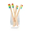 Natuurlijke bamboe tandenborstel groothandelomgeving houten regenboog bamboe tandenborstel orale zorg zachte haren wegwerp tandenborstels